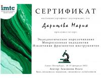 Сертификат врача Дарищева М.Ю.